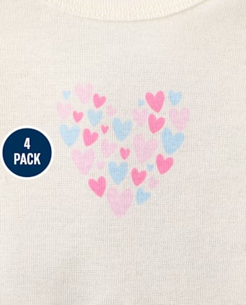 Baby Girls Heart Bodysuit 4-Pack - FAIR IVORY