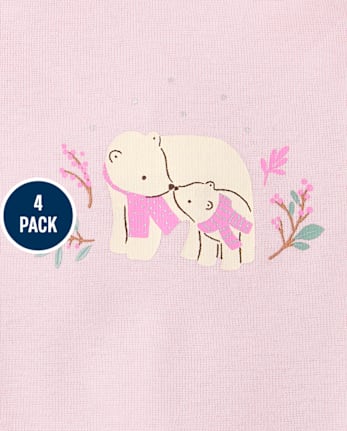 Baby Girls Winter Animals Bodysuit 4-Pack - PERFECTLY PINK