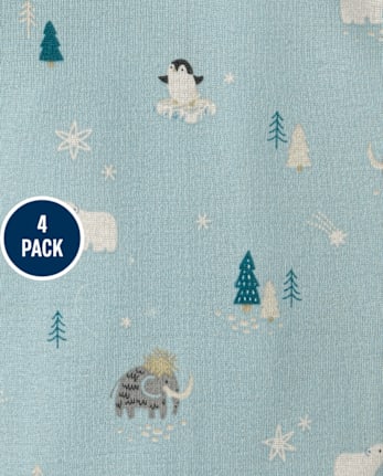Baby Boys Winter Animals Bodysuit 4-Pack - DUSKY BLUE CL