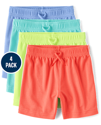 Baby And Toddler Boys Quick Dry Side Stripe Mesh Active Shorts 4-Pack