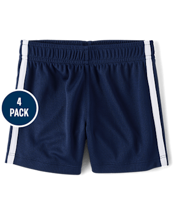 Baby And Toddler Boys Quick Dry Striped Lined Mesh Active Shorts 4-Pack