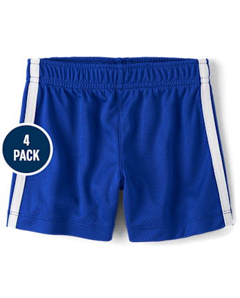 Baby And Toddler Boys Quick Dry Striped Lined Mesh Active Shorts 4-Pack