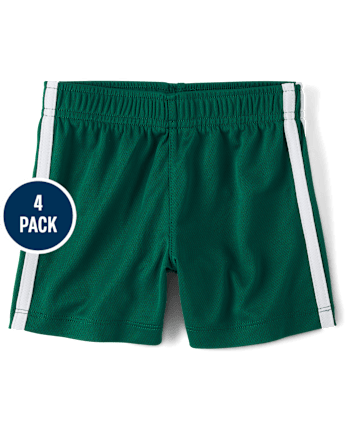 Baby And Toddler Boys Quick Dry Striped Lined Mesh Active Shorts 4-Pack