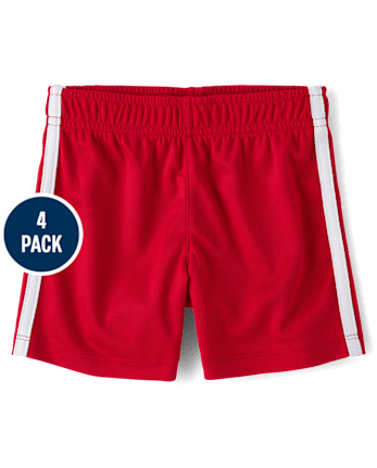 Baby And Toddler Boys Quick Dry Striped Lined Mesh Active Shorts 4-Pack