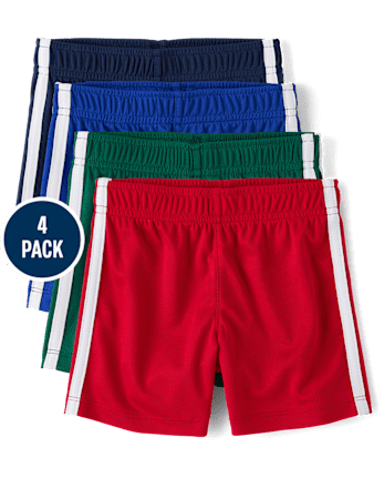 Baby And Toddler Boys Quick Dry Striped Lined Mesh Active Shorts 4-Pack