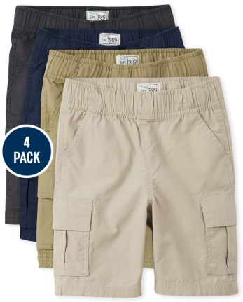 Boys Uniform Pull On Cargo Shorts 4-Pack