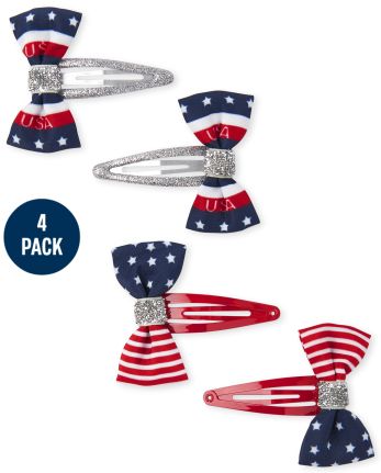 Girls Americana Bow Hair Clip 4-Pack
