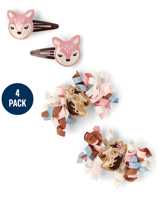 Girls Horse Deer 4-Piece Hair Set - Country Charm