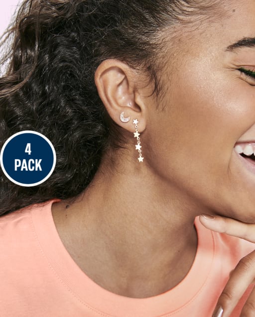 Tween Girls Celestial Earrings 4-Pack
