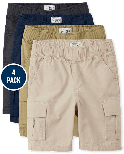 Boys Pull On Cargo Shorts 4-Pack