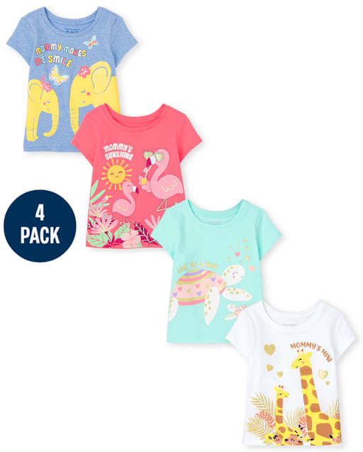 Paquete de 4 camisetas mini con estampado Mommy&#39;s para niñas pequeñas