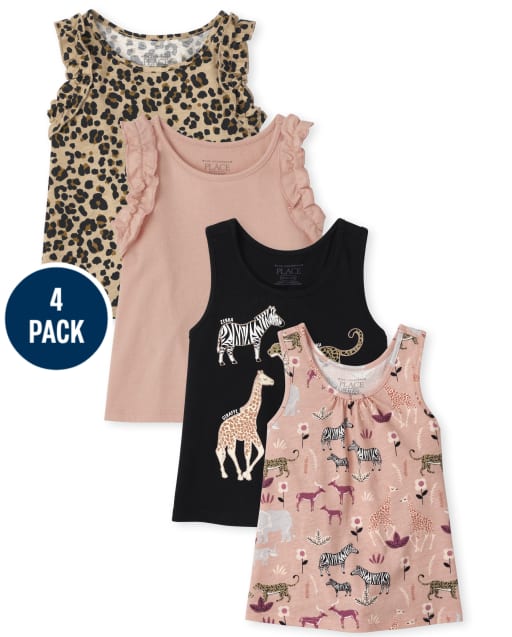 Toddler Girls Ruffle Tank Top 4-Pack