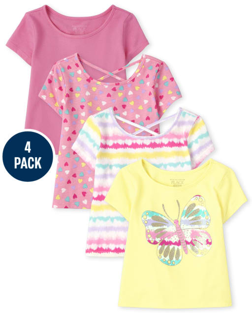 Toddler Girls Print Tee Shirt 4-Pack
