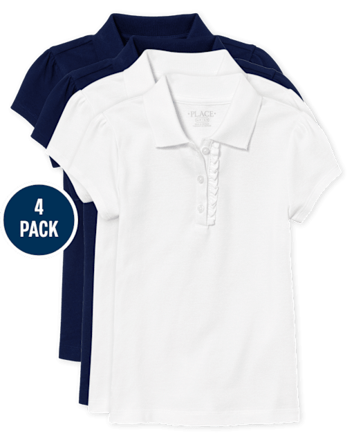 uniformes pour fille Ruffle Pique Polo 4-Pack - Plus