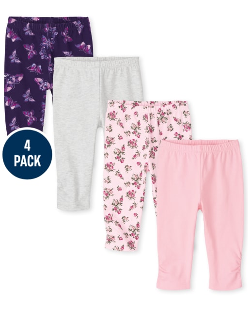 Baby Girls Floral Butterfly Pants 4-Pack