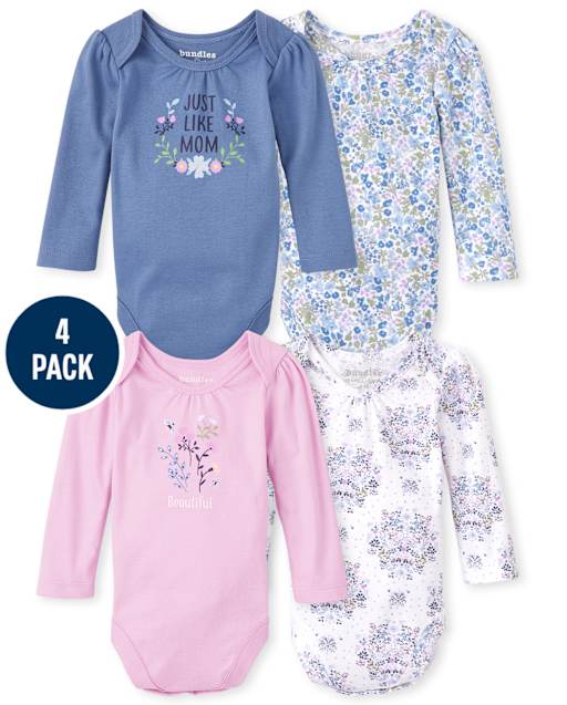 Baby Girls Floral Bodysuit 4-Pack