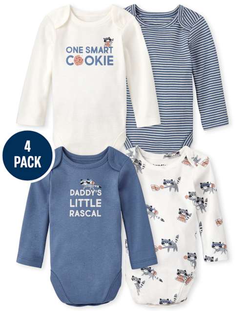 Lot de 4 bodys Cookie pour bébé garçon