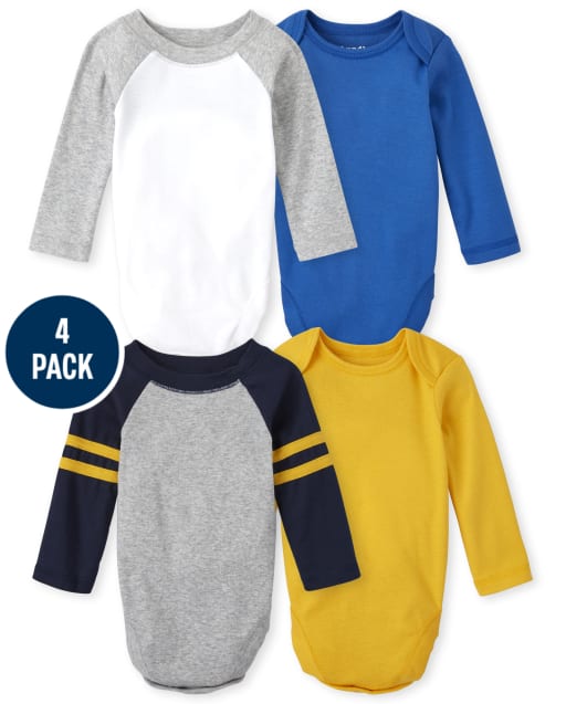 Baby Boys Raglan Bodysuit 4-Pack