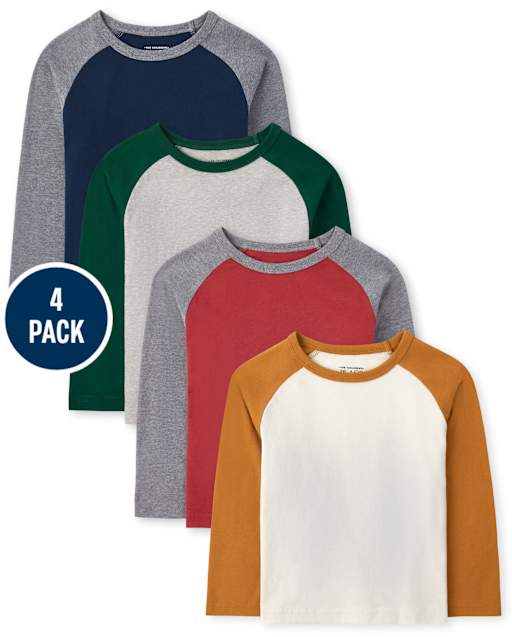 Paquete de 4 tops raglán para bebés y niños pequeños