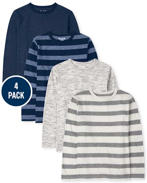 Pack de 4 tops jaspeados a rayas para niños