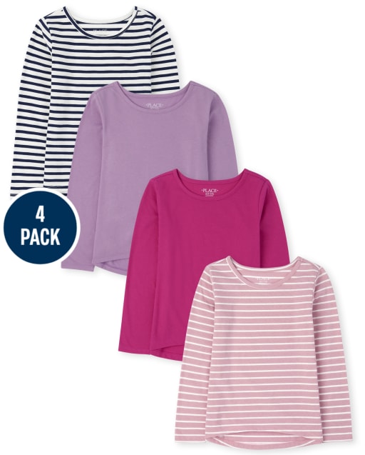Lot de 4 t-shirts basiques superposés pour filles