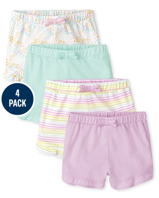 Baby Girls Ruffle Shorts 4-Pack