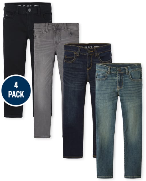 Boys Husky Basic Stretch Straight Jeans 4-Pack
