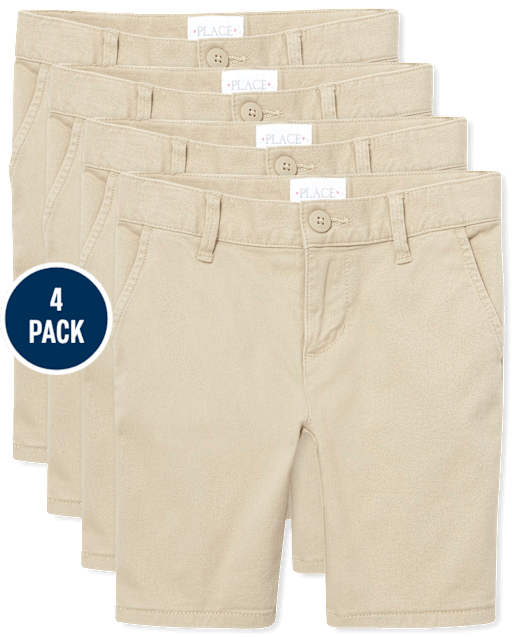 Girls Uniform Stretch Chino Shorts 4-Pack