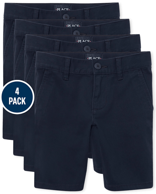 Girls Uniform Stretch Chino Shorts 4-Pack