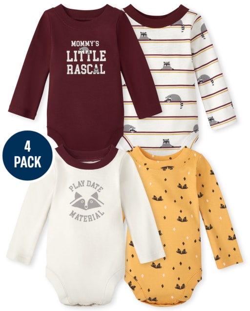 Baby Boys Raccoon Bodysuit 4-Pack