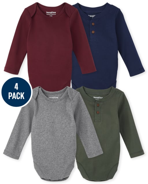 Lot de 4 cache-couches Henley pour bébés garçons