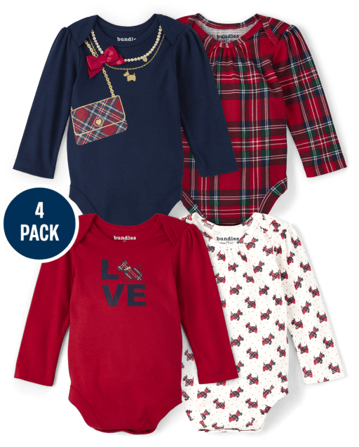 Baby Girls Plaid Bodysuit 4-Pack