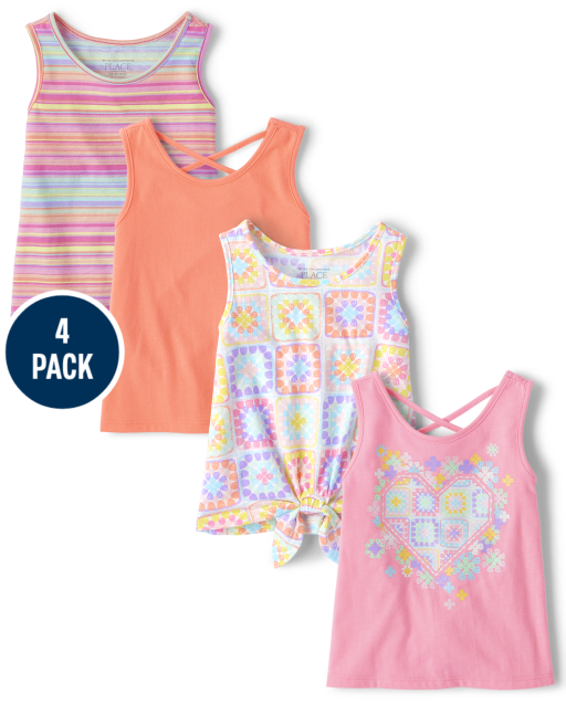 Toddler Girls Print Tank Top 4-Pack