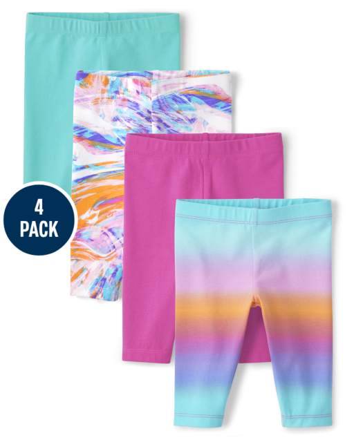 Leggings capri de mármol para niñas pequeñas, paquete de 4