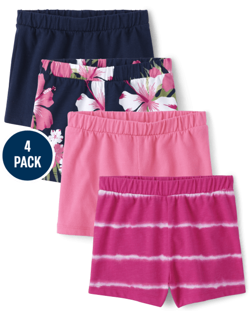 Toddler Girls Striped Pull On Shorts 4-Pack