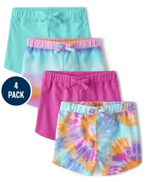 Toddler Girls Tie Dye Dolphin Shorts 4-Pack