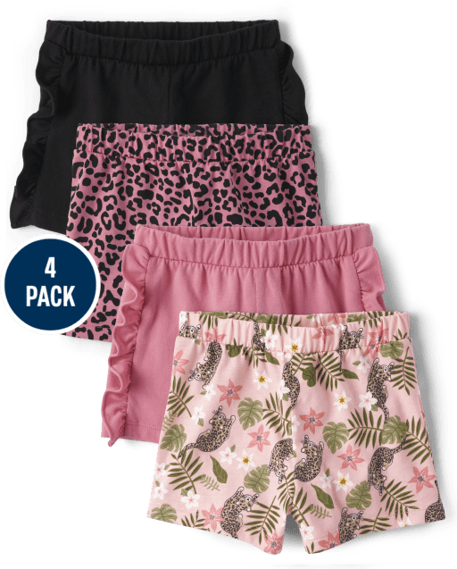 Toddler Girls Leopard Pull On Shorts 4-Pack