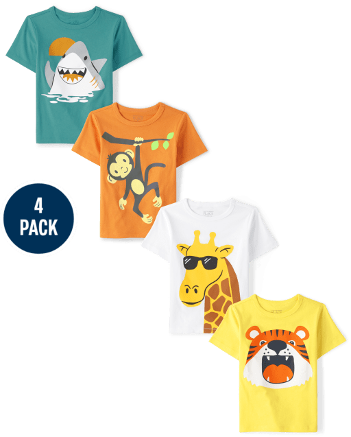 Baby And Toddler Boys Animal Graphic Tee 4-Pack