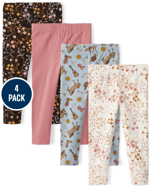 Pack de 4 leggings estilo western para niñas pequeñas