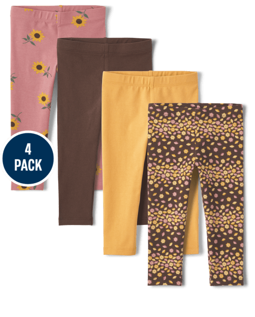 Toddler Girls Sunflower Leggings 4-Pack