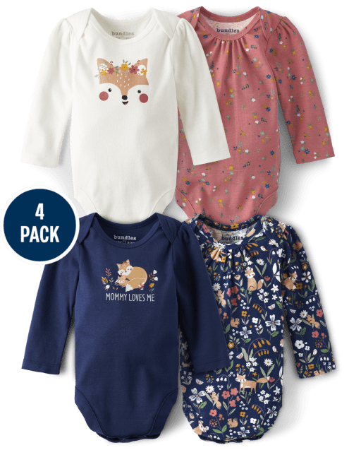 Baby Girls Fox Bodysuit 4-Pack