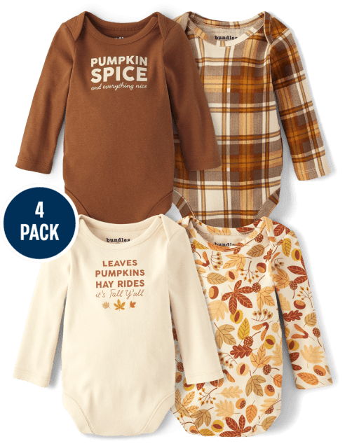 Unisex Baby Plaid Bodysuit 4-Pack