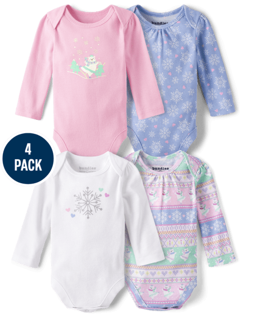 Baby Girls Snowflake Bodysuit 4-Pack