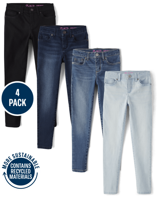 Girls Stretch Skinny Jeans 4-Pack