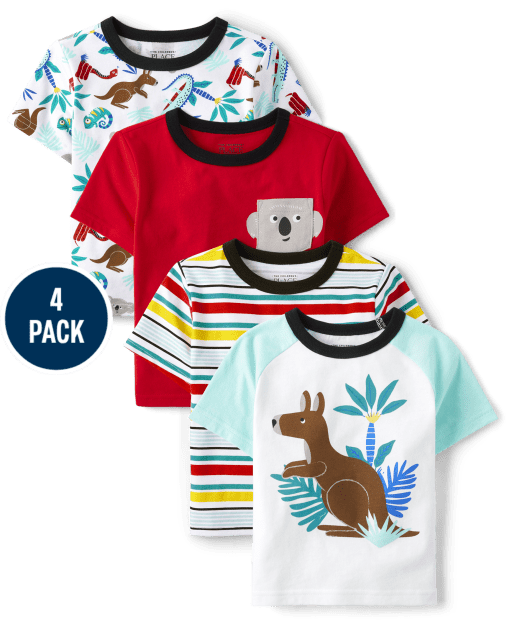Baby And Toddler Boys Animal Top 4-Pack