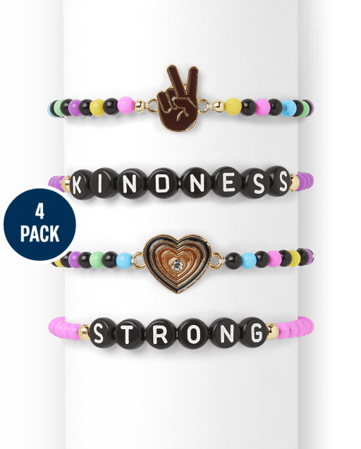 Girls Kindness Beaded Bracelet 4-Pack