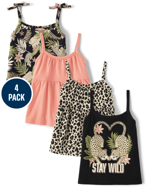 Toddler Girls Leopard Tank Top 4-Pack
