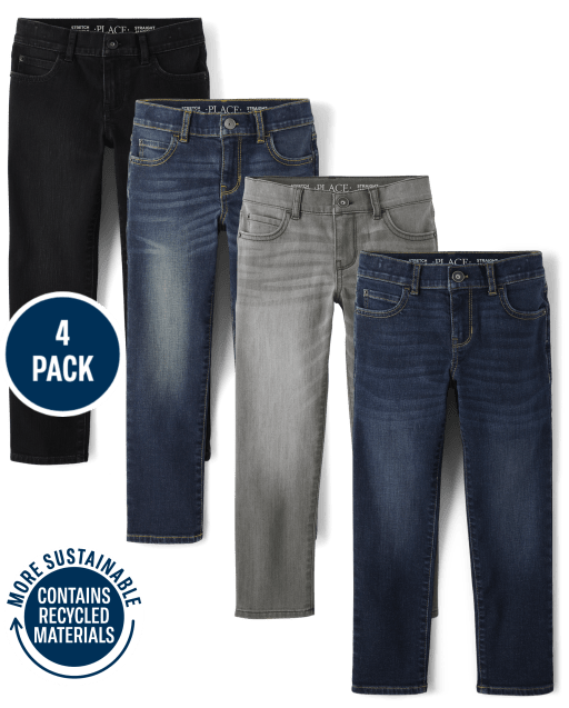 Boys Stretch Straight Jeans 4-Pack