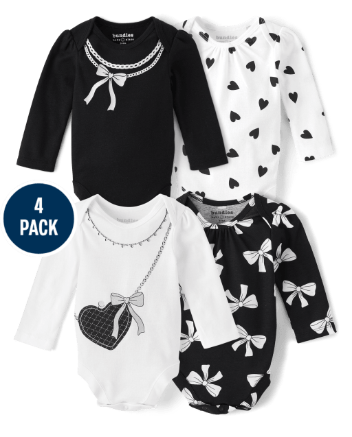 Baby Girls Bow Bodysuit 4-Pack