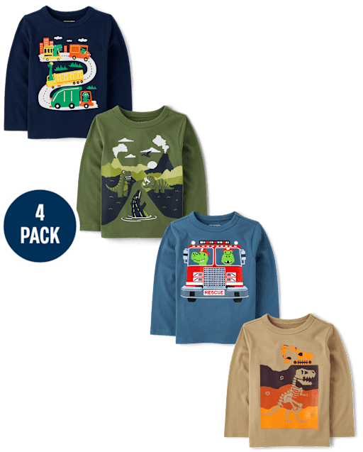 Baby And Toddler Boys Dino Graphic Tee 4-Pack